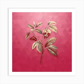 Vintage Papaw Tree Botanical in Gold on Viva Magenta n.0033 Art Print