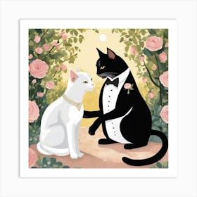 Black And White Cats Art Print