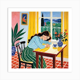 Girl At The Window Art Print