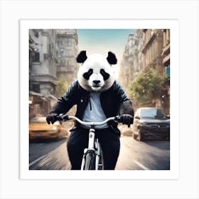 Panda Bear On A Bike Art Print