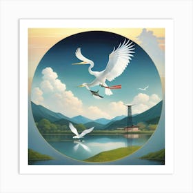 White Egret Art Print