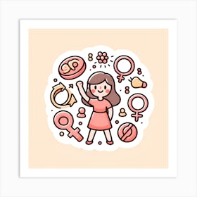 Illustration Of A Girl Art Print