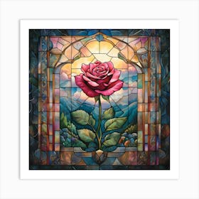 Flowers Stained Glass Sublimation Art Print