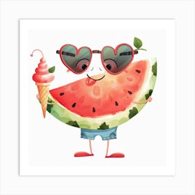 Cartoon Watermelon Art Print