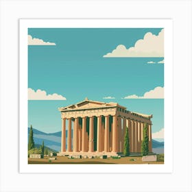 A Temple Of Olympian Zeus In Athens Minimal Illu 1720009190 3 Art Print