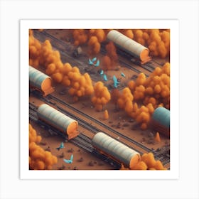 Train Tracks With Smoke Art Print