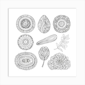 Doodles In Black And White Line Art 5 Art Print 1 Art Print