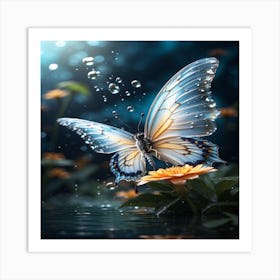 Butterfly made of water spray Art Print