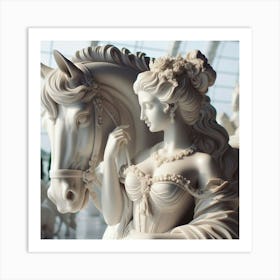 Lady And A Horse 1 Art Print