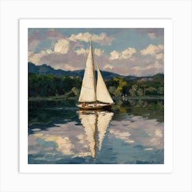 Sailboat On The Lake 2 Art Print