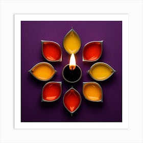 Diwali Lights On Purple Background Art Print