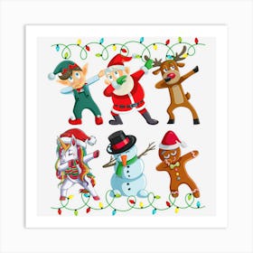 Ugly Sweater Christmas Shirt Dabbing Reindeer Snowman Santa Art Print