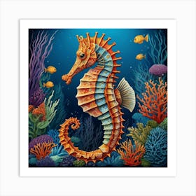 Seahorse Underwater Art Print