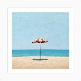 Beach Umbella Vacation Oil Painting Art Print