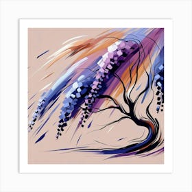 Abstract modernist Wisteria tree 2 Art Print