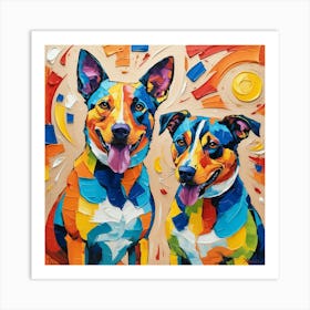 Two Australian Shepherds Art Print