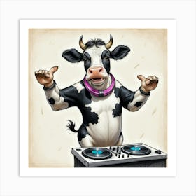 Cow Dj 1 Art Print