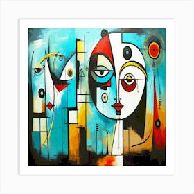 Colorful painting head Art Print