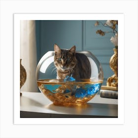 Cat In A Fish Bowl Art Print