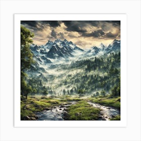 Fantasy Mountain Landscape Art Print