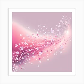 Pink Background With Butterflies VECTOR ART Art Print