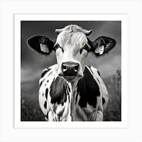 Black And White Cow 2 Art Print