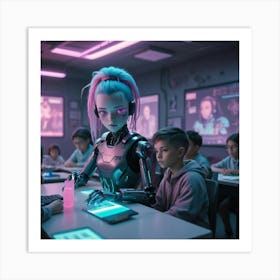 Robot In Classroom 19 Art Print