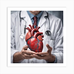 Doctor Holding A Heart Art Print