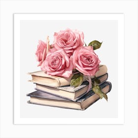 Roses On Books 19 Art Print