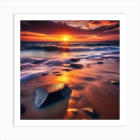 Sun Setting Over The Ocean Art Print