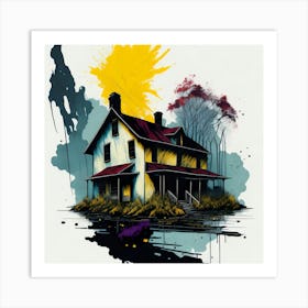 Colored House Ink Painting (8) Art Print