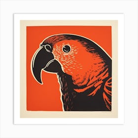 Retro Bird Lithograph Macaw 2 Art Print