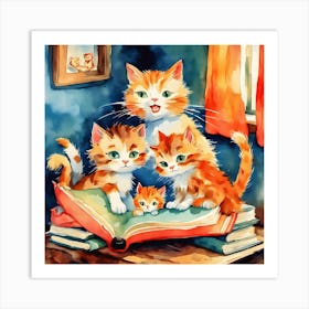 Cat story time Art Print