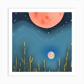 Moon And Stars Art Print