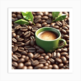 Coffee Cup On Coffee Beans 3 Art Print