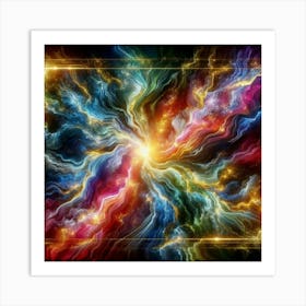 Mysterious marble light radiating fractal vortex: multicolored marble 2 Art Print