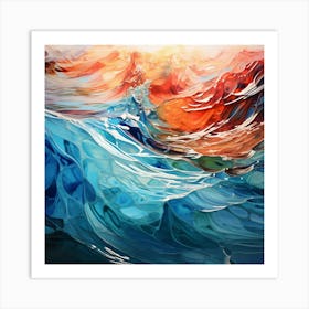 Golden Sunset Reflected in Rolling Ocean Waves Poster