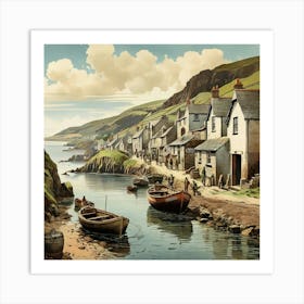 Beer Fishing Village In Devon England Vintage Art Print 2 Art Print