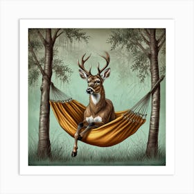 Deer In Hammock 1 Art Print