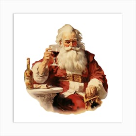 Santa Claus Drinking Wine Art Print