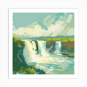 Waterfall Painting Art Print