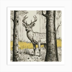 Deer In The Woods 91 Art Print