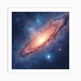 Elegant Watercolor Nebula With Radiant Star Fields 1 Art Print