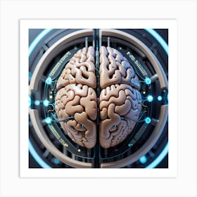 Brain And Artificial Intelligence Concept Art Print