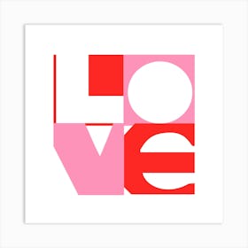Typographic Love pink and red Art Print