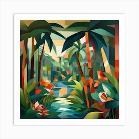 Cubism Art, Tropical Landscape Art Print