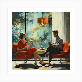 Couple Sitting At A Table Art Print