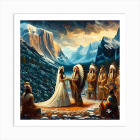 Oil Texture Native American Wedding Copy Art Print