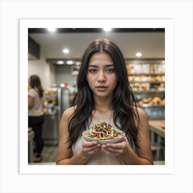 Asian Girl In A Restaurant Art Print