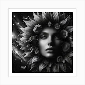 Cosmopolitan Woman With Sunflowers Art Print
